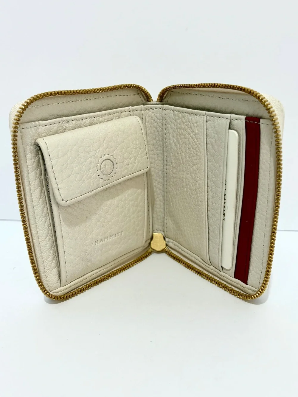 Hammitt 5 North Compact Wallet In Calla Lily With Brushed Gold Hardware Like New